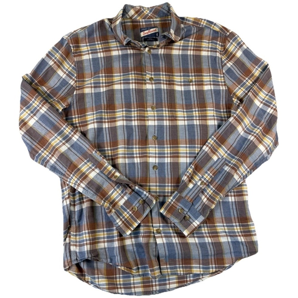 Johnnie O Surf Flannel Shirt Mens Small Plaid Button Down Casual 100% Cotton